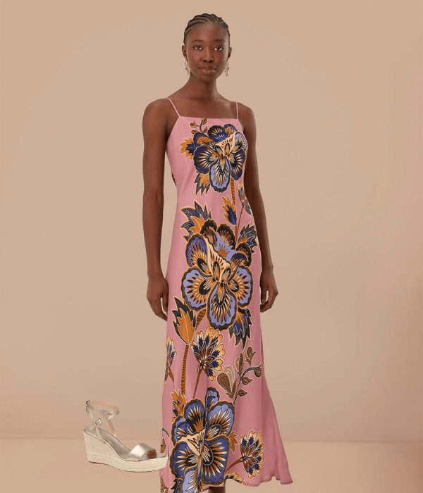 Pink dress with floral pattern