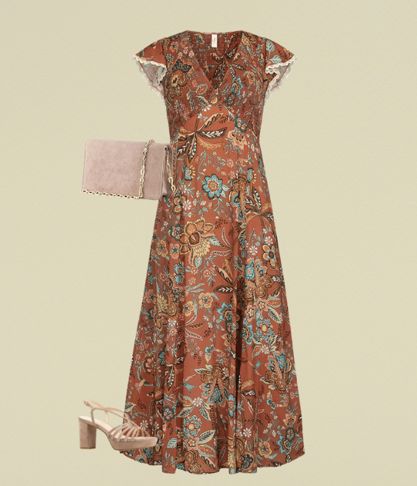 spell dress with shoes and handbag