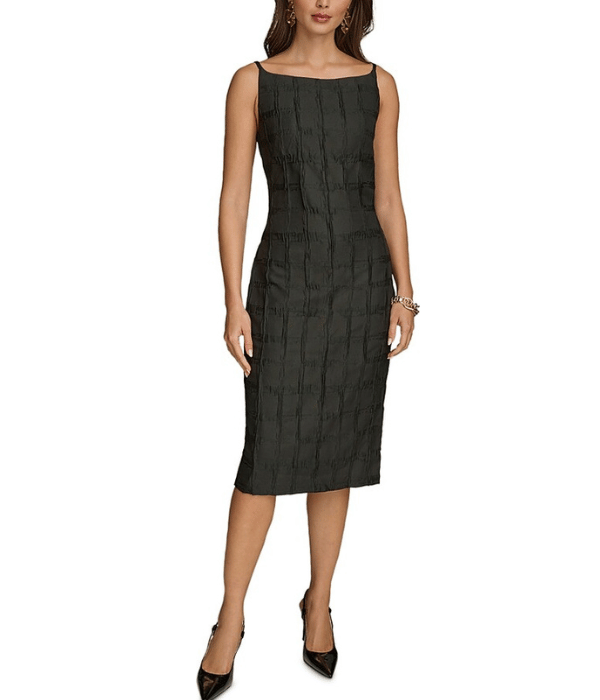 black sheath style of dress from Donna Karan