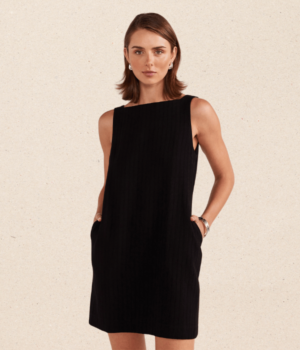 staple the label black dress with pockets