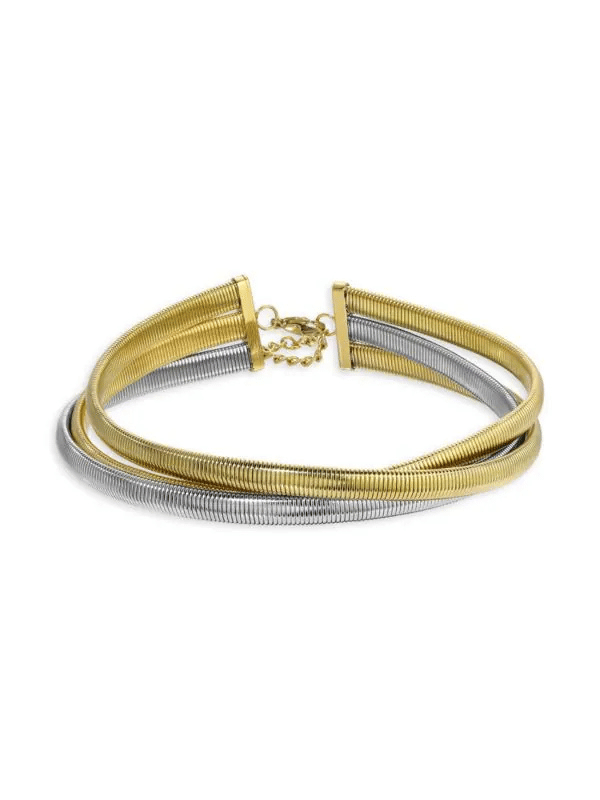 gold and silver woman's choker