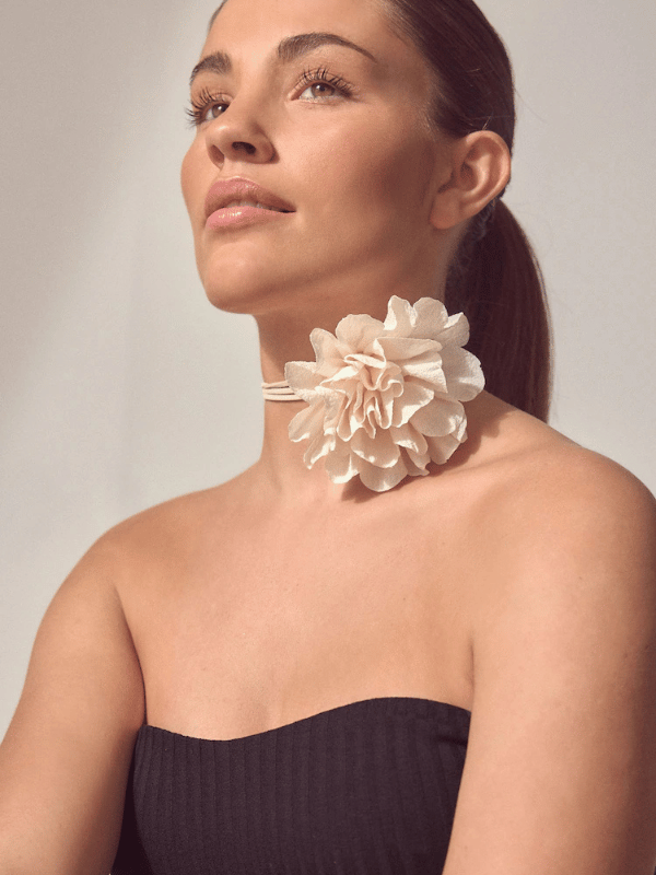 beautiful image of girl with a flower choker