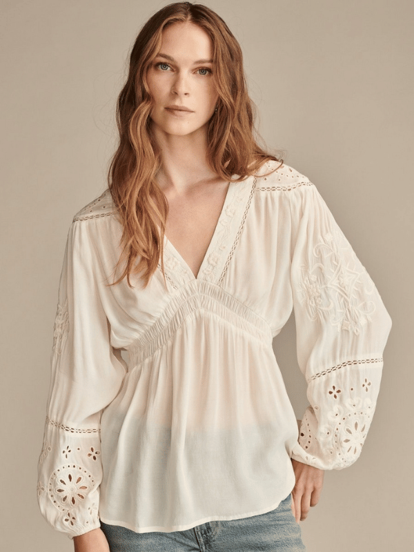 white boho top by lucky brand