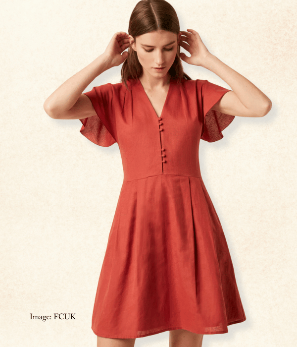 aline style of dress in rust