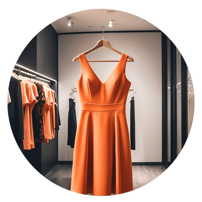 orange dress on a hanger